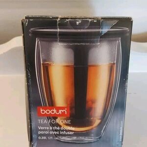 Boden Double Wall Glass Tea Infuser For One. Black. New in Box.